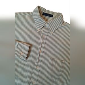 B.D. Baggies Shirt Mens Small Green Striped Preppy Classic Business Casual Work